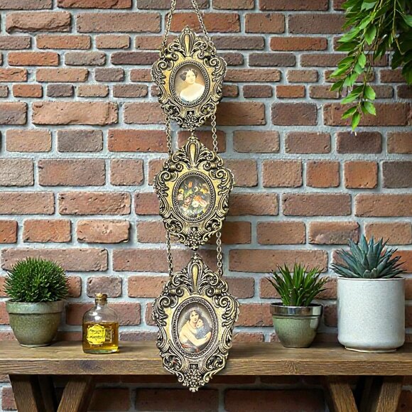 Vintage Triple Hanging Portrait Frame, Victorian Baroque Style - Picture 3 of 8